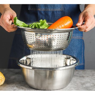 [Giá cực tốt] Rổ Bào Inox kèm thau 3 trong 1
