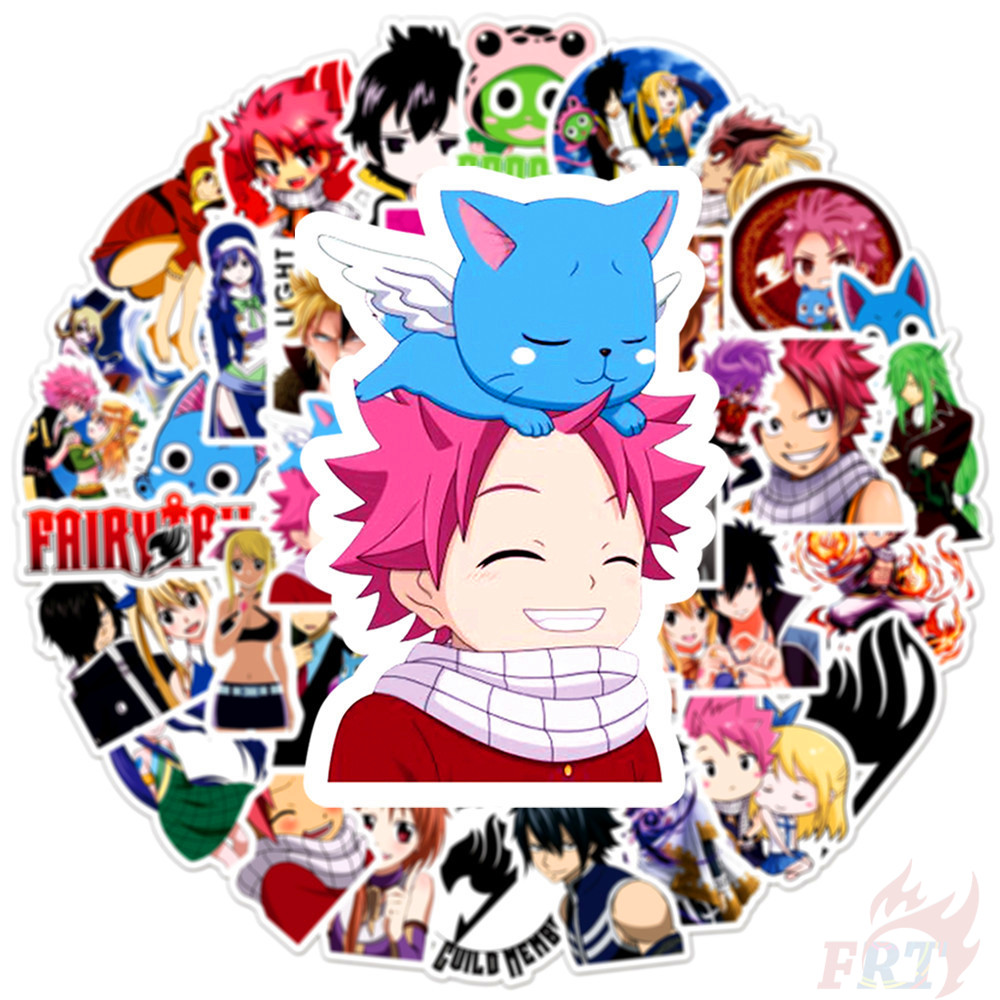 ❉ Fairy Tail - Series 05 Anime Natsu Lucy Erza Happy Stickers ❉ 50Pcs/Set Waterproof DIY Fashion Decals Doodle Stickers