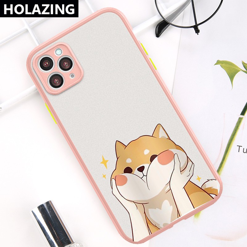 Camera Lens Protective Phone Case iPhone 12 Mini 11 Pro Max iXS Max XR SE 2020 8 Plus 7 6S vỏ điện thoại Cute Shiba Inu Matte Scrub PC Hard Cover Anti-Scrach Shockproof