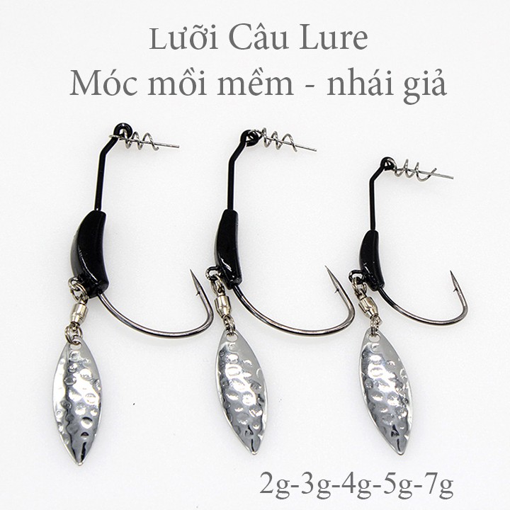 [xả hàng] lưỡi câu lure, lưỡi câu móc mồi mềm, nhái giả, nhái thật có thìa xoay