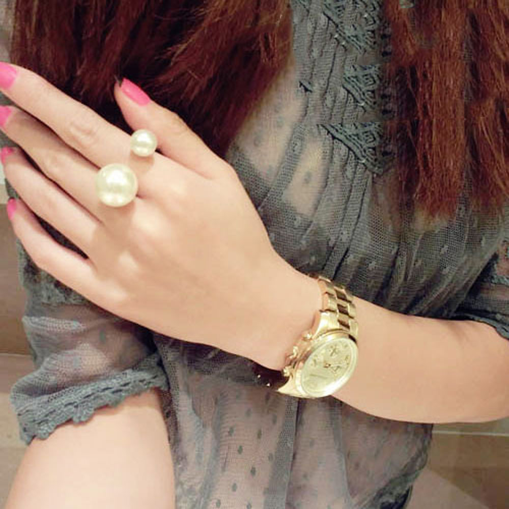 Nhẫn Dáng Hở Đính Ngọc Trai Nhân Tạo Sang Trọng Dành Cho Phụ Nữ