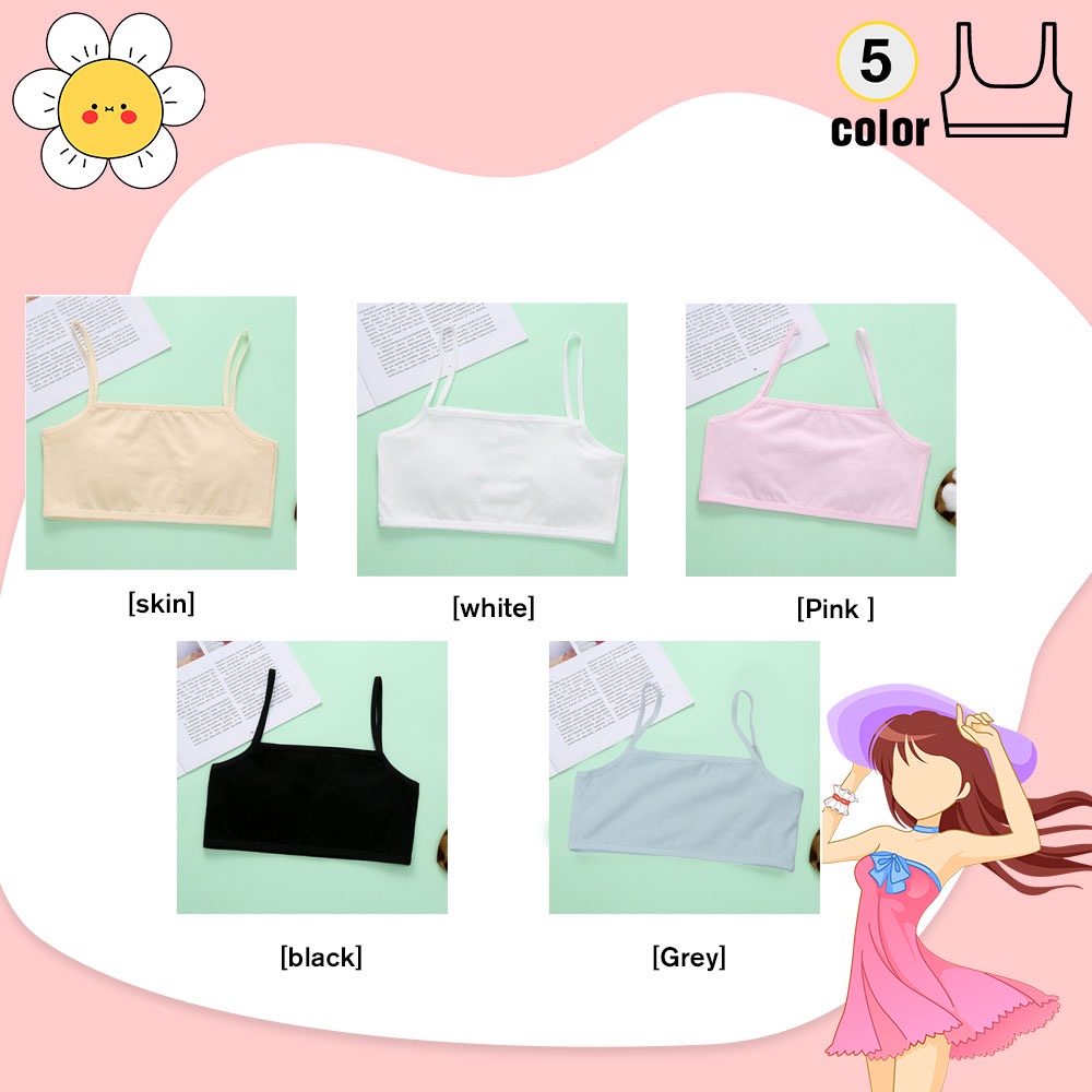 Zimo Áo Lót Hai Dây Bằng Cotton Một Lớp Dành Cho Bé Gái Tập Luyện