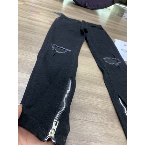Quần Jeans Rách Gối Khoá Zip kiểu dáng  nam chuẩn thời thượng sành điệu
