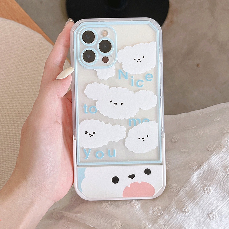 Ốp Điện Thoại Mềm Họa Tiết Chú Cún Hoạt Hình Có Giá Đỡ Cho Iphone11 12 13 Pro MAX X XS MAX XR 6 7 8 Plus