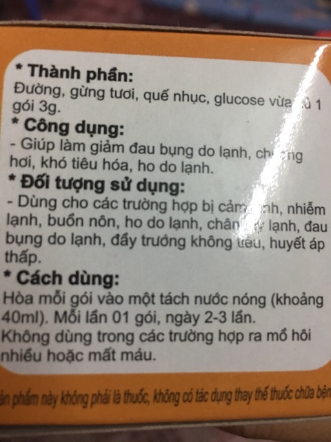 5 hộp trà gừng công ty Đại Uy phòng chống cảm lạnh, ho, huyết áp thấp