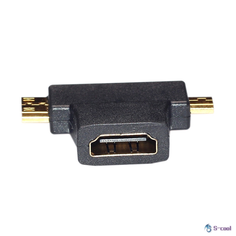  New Multimedia 3 in 1 HDMI Female to Mini HDMI Male + Micro HDMI Male Adapter Connector 