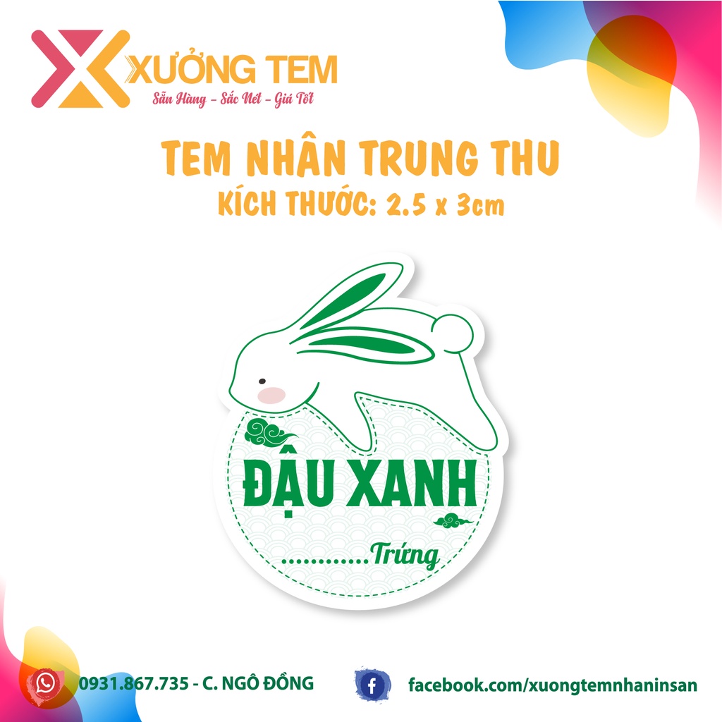 20 Tem Dán, Nhãn Nhân Trung Thu -  11 Mẫu Thỏ Mới - In theo Yêu cầu SLL