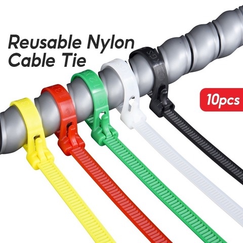 Bộ 100 Dây Buộc Dây Cáp Nylon Co Giãn Nhiều Màu Sắc Có Thể Điều Chỉnh