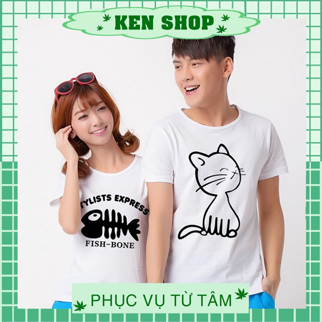 Áo cặp con mèo xương cá yêu thương đôi tình nhân