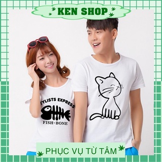 Áo cặp con mèo xương cá yêu thương đôi tình nhân