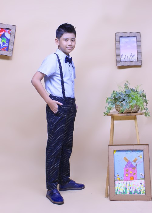 Áo sơ mi bé trai tay ngắn thời trang Jadiny màu xanh da trời