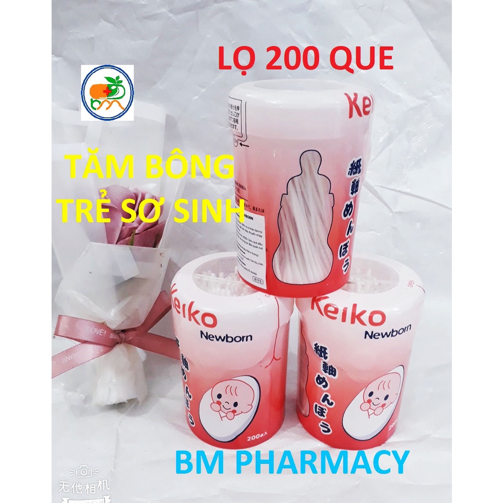 Tăm bông dùng cho trẻ sơ sinh (lọ 200 que) đầu tăm bông kháng khuẩn giúp vệ sinh tai, mũi cho trẻ sơ sinh