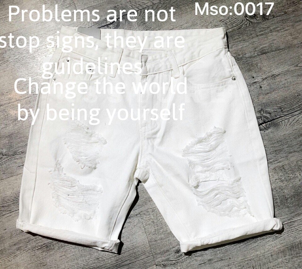 Quần short nam!Quần short jean nam trắng rách cao cấp MS0017