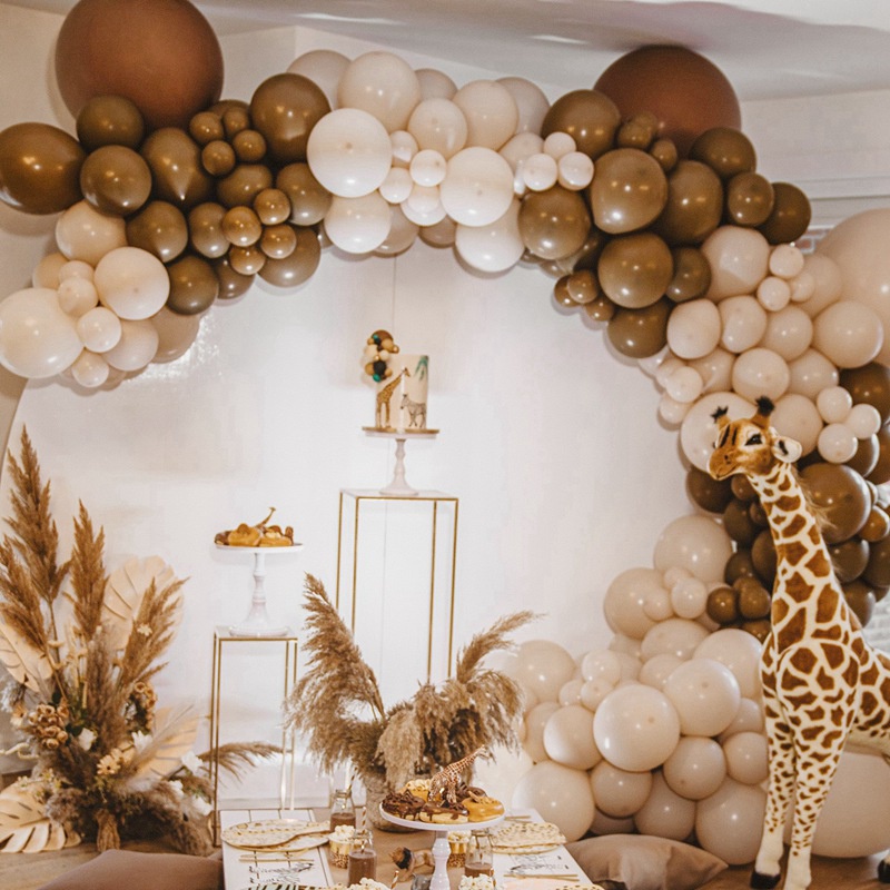 ❤️102 miếng cà phê nâu bóng bay vòm trang trí sinh nhật bong bóng vòng hoa cao su