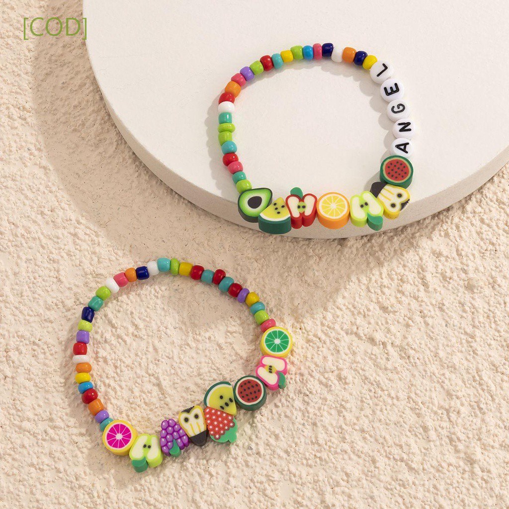 Bộ 5 / 2 Vòng Tay Nhựa Resin Mềm Hình Chữ Cái Nhiều Màu Sắc Phong Cách Boho Thời Trang Cho Nữ