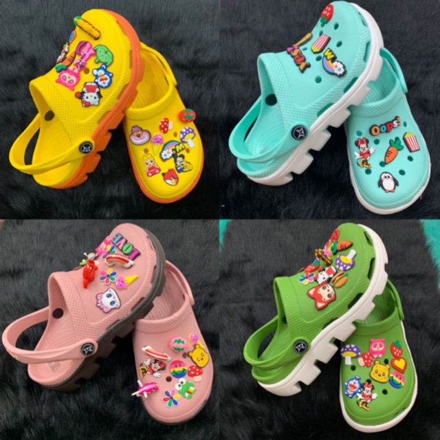 [Sẵn 20 màu] Dép sục quai ngang tặng 10 jibbitz và hộp