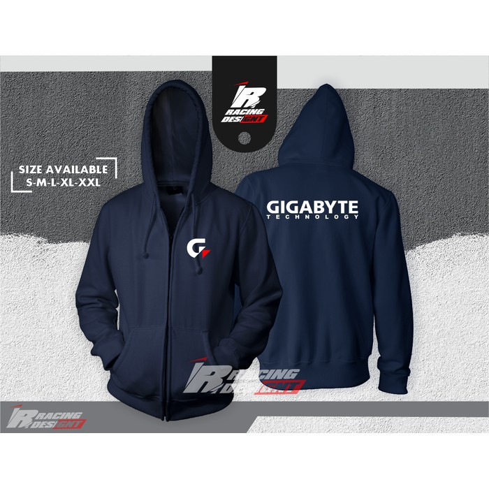 Áo Khoác Hoodie Có Khóa Kéo In Logo Gigabyte Chất Lượng Cao