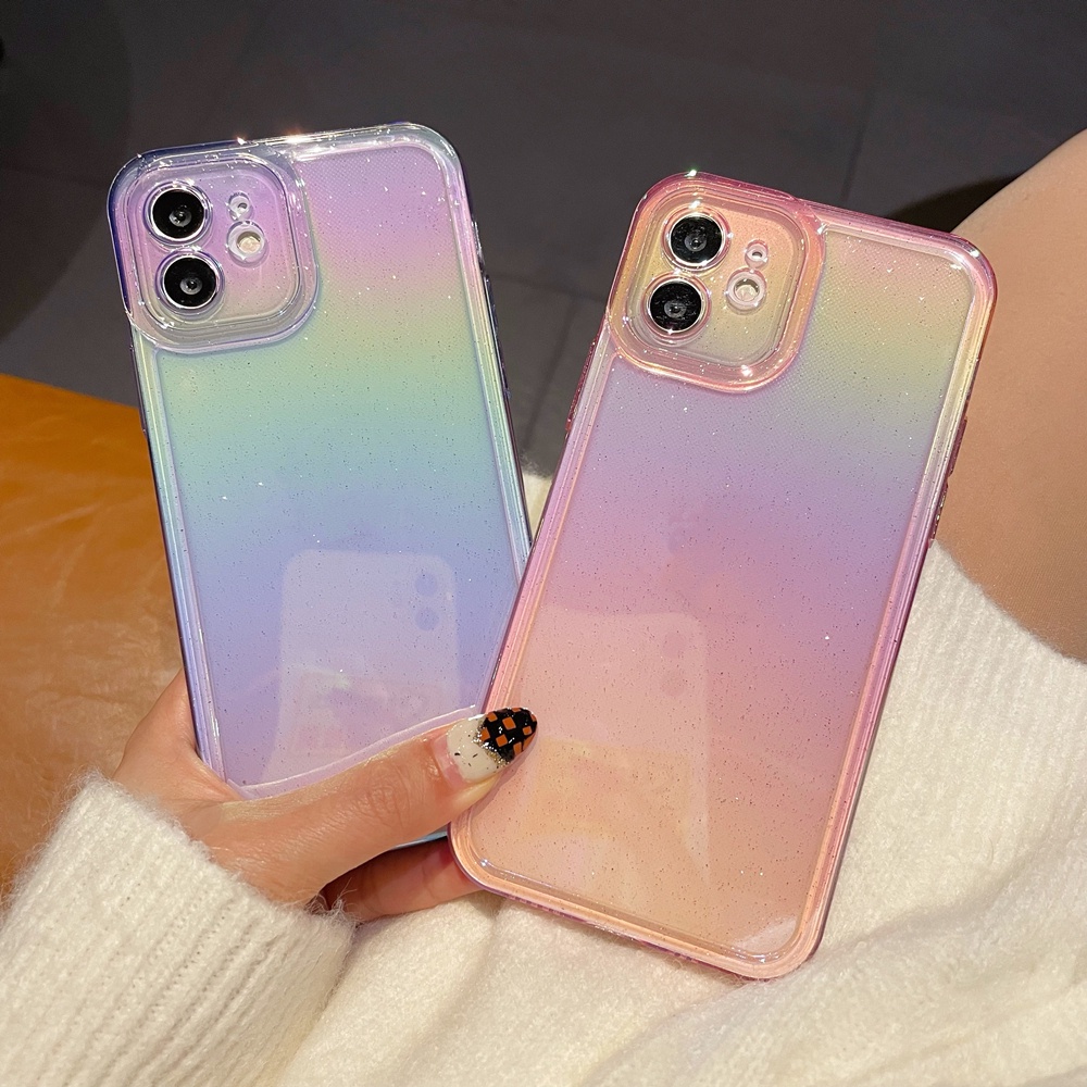 Ốp Điện Thoại TPU Dẻo Màu Laser Lấp Lánh Sang Trọng Chống Sốc Cho iPhone 13 12 11 Pro Max X XR XS Max