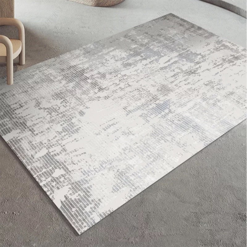 Thảm trải sàn nỉ mịn trang trí phòng khách 1m6 x2m màu xám hoạ tiết đơn giản basic- thảm in 3D