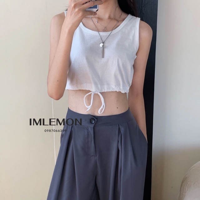 Áo Thun Croptop Ba Lỗ Rút Eo BASIC Thể Thao, Năng Động | BigBuy360 - bigbuy360.vn