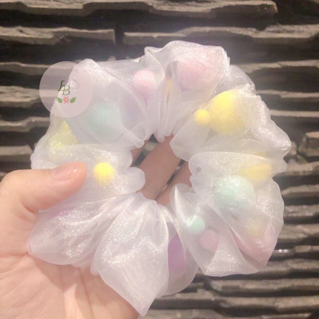 Cột Tóc Voan Chấm Bi, Có Hạt, Caro Nhiều Mẫu Cho Bạn Gái