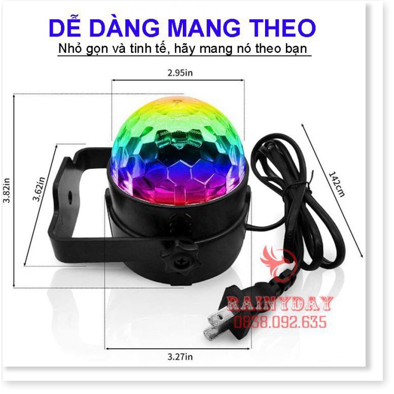 Đèn led xoay 7 màu vũ trường nháy chớp theo nhạc bay phòng sân khấu cảm ứng nhạc có điều khiển