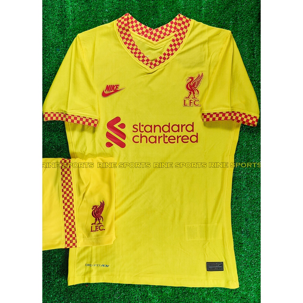 Bộ áo bóng đá Liverpool - liver sân khách vàng Super bodyfix Thailand mùa giải 2021-2022 Hàng Thailand