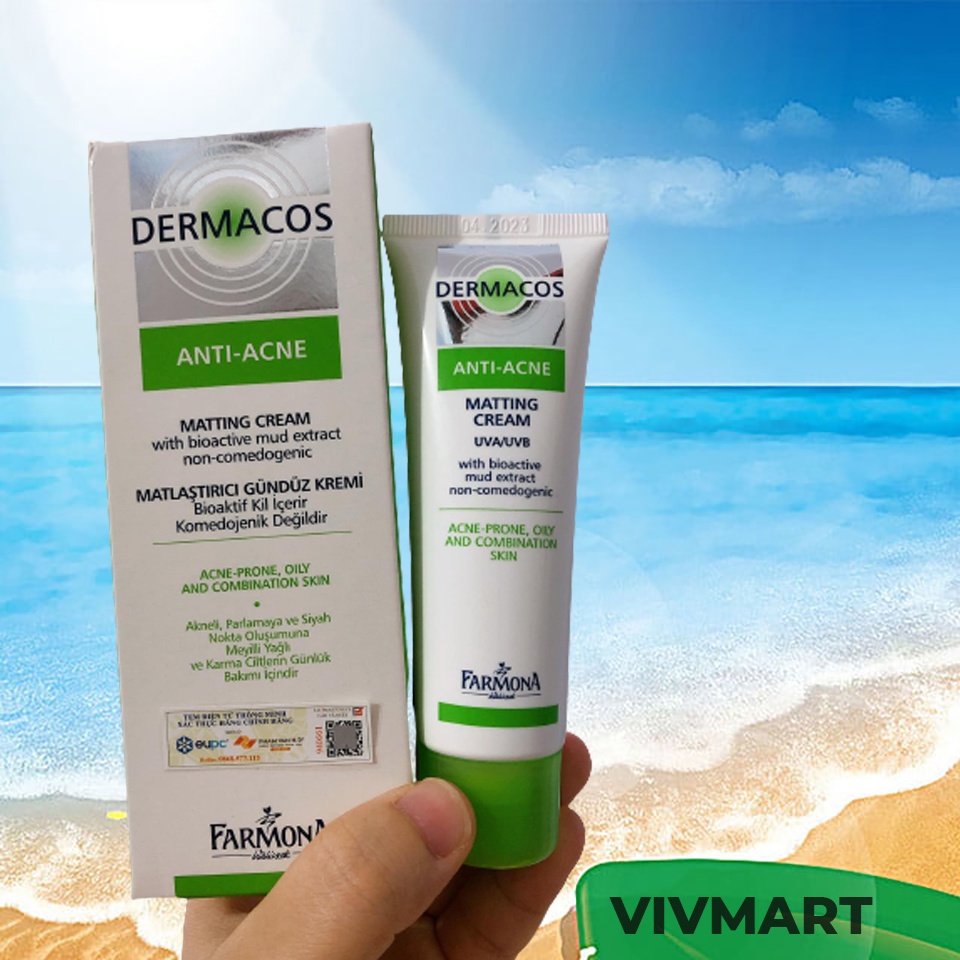 ✅ Kem Kháng Khuẩn, Ngừa Mụn, Giảm Bóng Nhờn Dermacos Anti-Acne Matting Cream 50ml