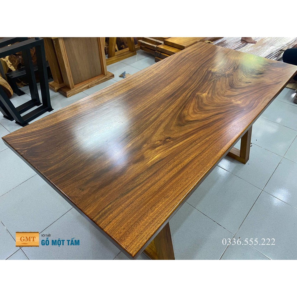 Bộ bàn gỗ me tây nguyên tấm dài 1,6m