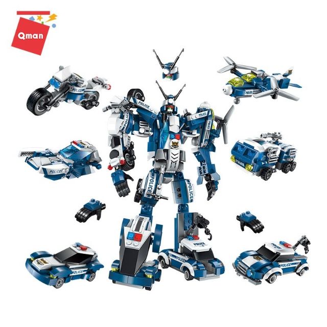 Bộ lắp ráp Qman 6 in 1 robot 1407- mô hình robot cảnh sát