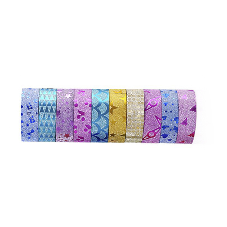 Bộ 10 cuộn băng keo kim tuyến 1.5cm x 3m