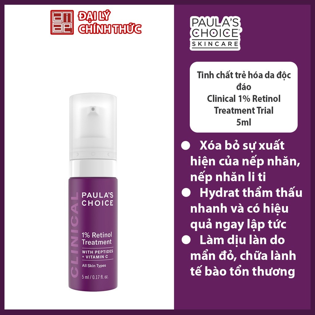 Tinh chất trẻ hoá da độc đáo 1% Retinol nhỏ Paula's Choice Clinical 1% Retinol Treatment -Trial-5ml M8017