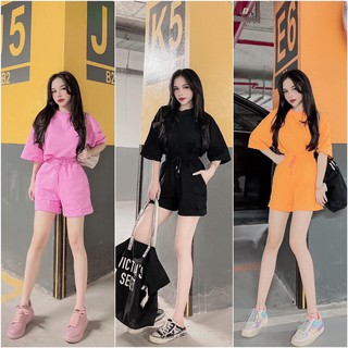 Bộ mặc nhà thể thao cotton 1 màu siêu hot nữ bn58