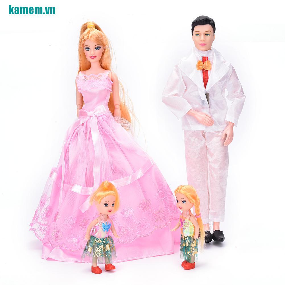 BARBIE Bộ Búp Bê Gia Đình 4 Người 1 Bố / 1 Mẹ / 2 Little Girl