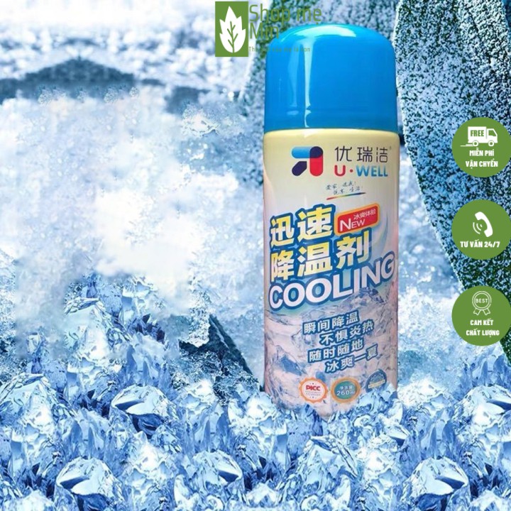 Bình xịt làm lạnh siêu tốc ô tô xe máy Cooling 260ml - Làm lạnh nhanh,hương bạc hà thơm dịu nhẹ - MIN58