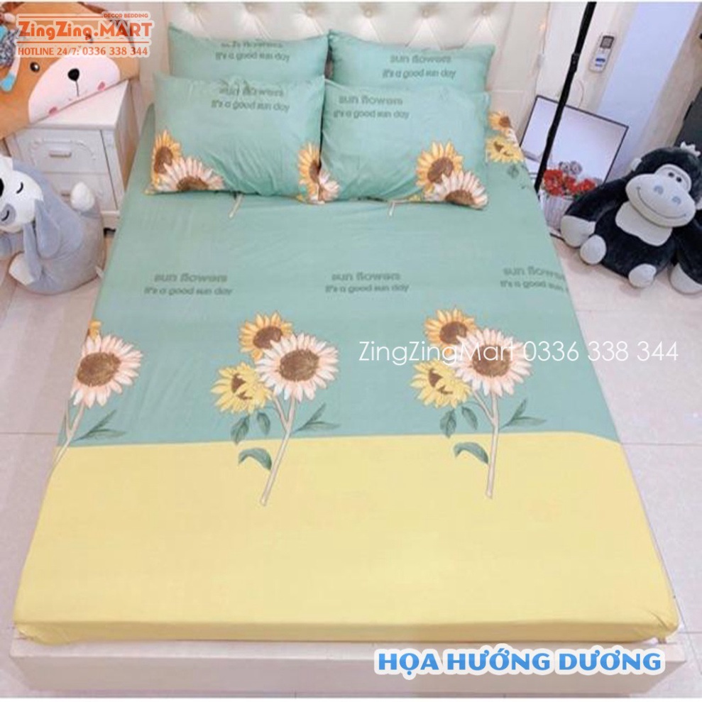 Bộ Ga Gối Poly Ga trải giường | Bộ Drap giường - Họa Tiết Hoa Đẹp Nhã Nhặn - ZingZingMart