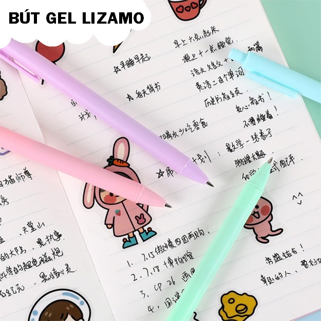 Bút bi nước mực gel LIZAMO, bút bi cute mực đen ngòi 0.5mm màu macaron dễ thương BB36