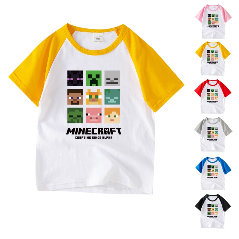 Áo Thun NgắN Tay In HoạT HìNh Minecraft 6 MàU Cho Bé AC021
