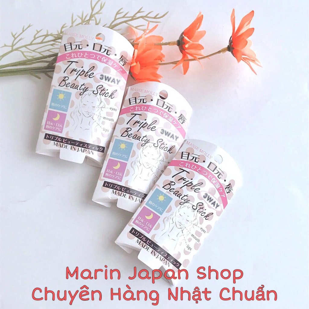 Son dưỡng đa năng dưỡng ẩm môi, mắt và khoé miệng Masse Molly Triple Beauty Stick Nhật Bản