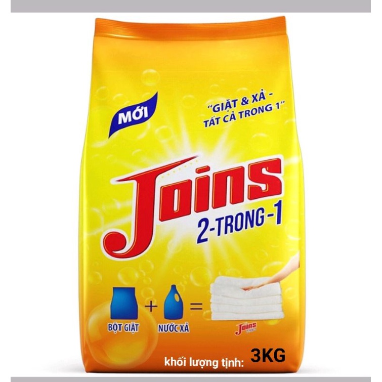 Bột giặt Joins 3kg giặt & xã 2 trong 1 Hương Thơm Dịu Nhẹ (DATE MỚI)