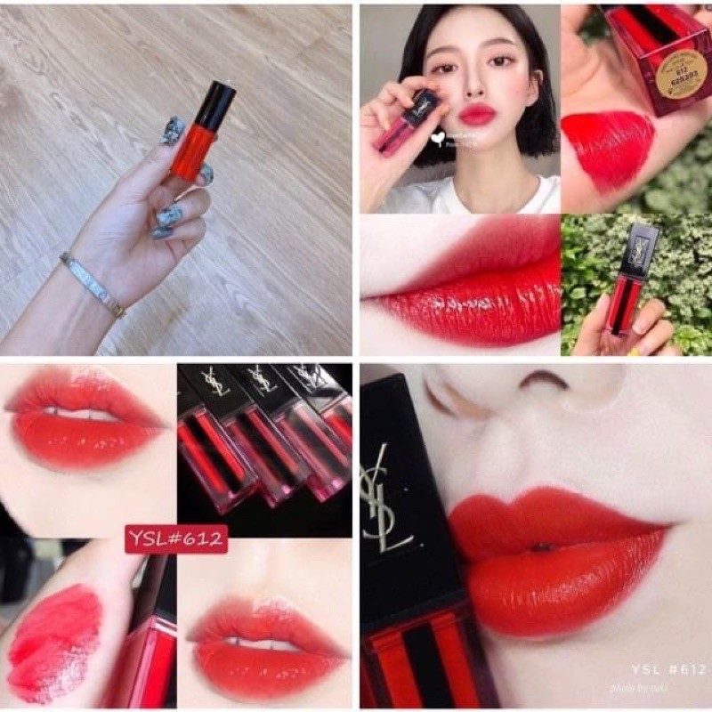 #250k/thỏi min SON KEM YSL VERNIS A LEVRES WATER STAIN 612 ROUGE DELUGE