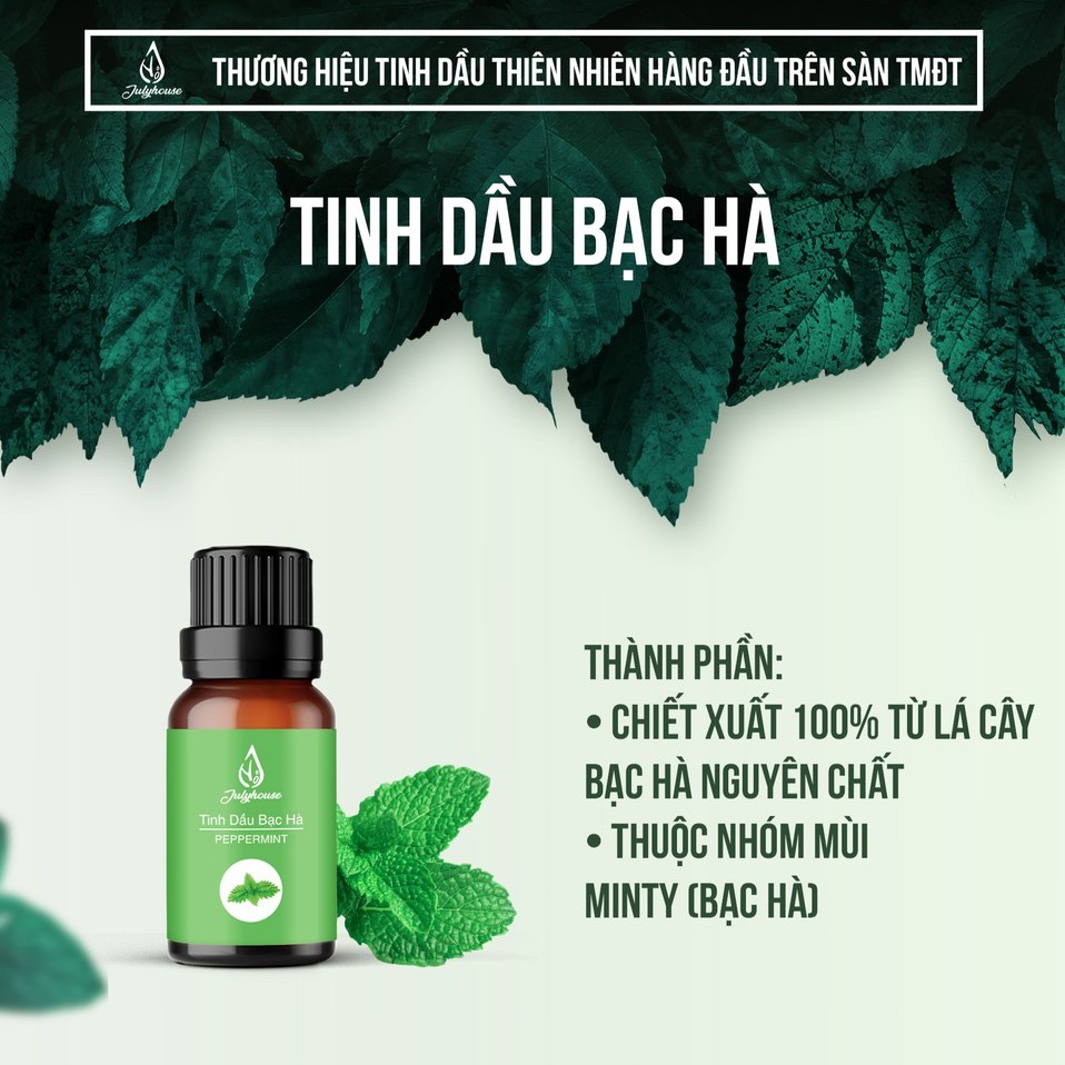 Tinh dầu Bạc Hà thơm phòng giải cảmJulyhouse 50ml