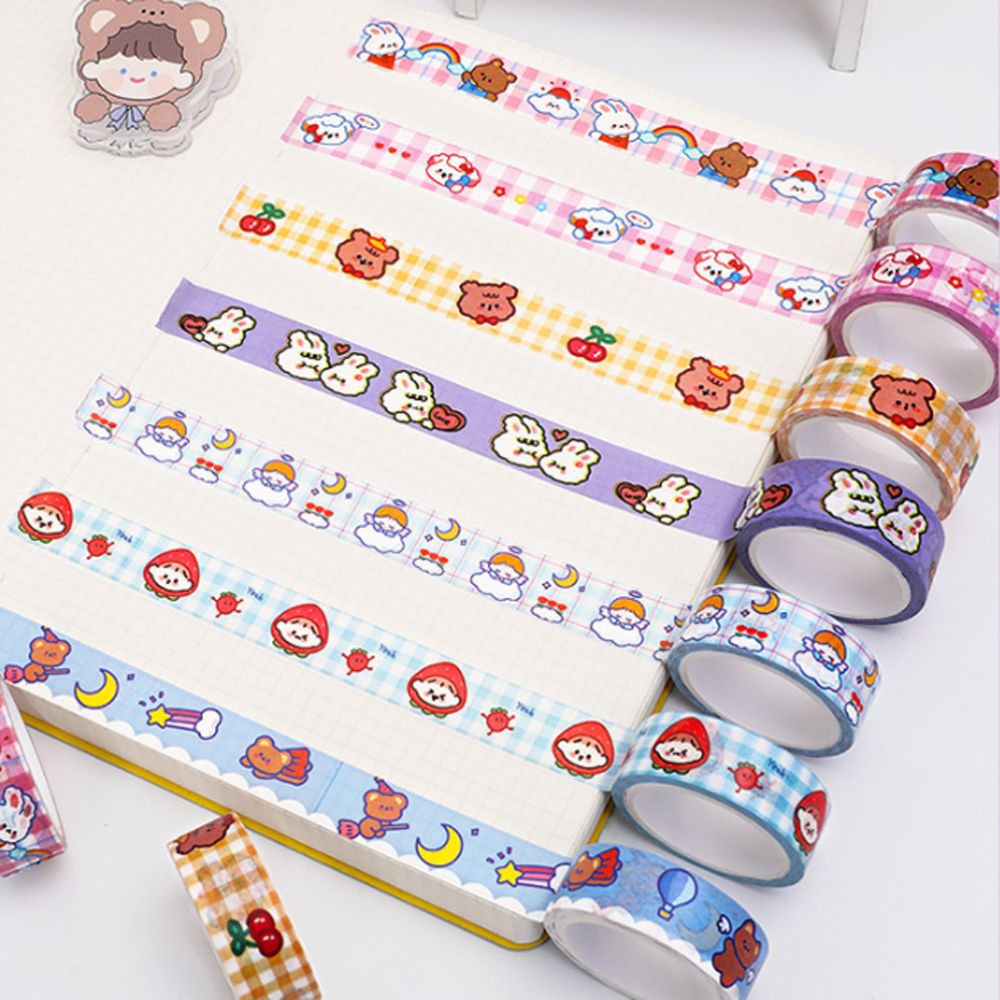 Cuộn Băng Keo Giấy In Hình Gấu / Thỏ Dễ Thương 1.5cm X 5m Trang Trí Văn Phòng / Trường Học