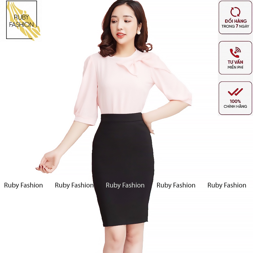 Chân váy bút chì lưng thun cao đồ công sở vải co giãn ôm body xẻ sau dáng dài màu đen | BigBuy360 - bigbuy360.vn