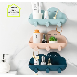 Kệ nhà tắm hình đám mây GD474-KNTMay3M mẫu mới có 3 móc treo đồ tiện dụng, kệ để đồ hình đám mây có 3 móc cute dễ thương