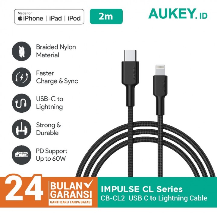 Dây Cáp Sạc Usb Bện Sợi Nylon Cbr99 - Aukey Cb-Cl2-2M