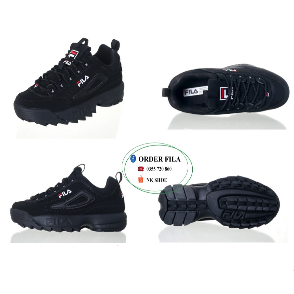 Giày Sneaker Thể Thao Nam Nữ FILA DISRUPTOR II Đen chính hãng 100%