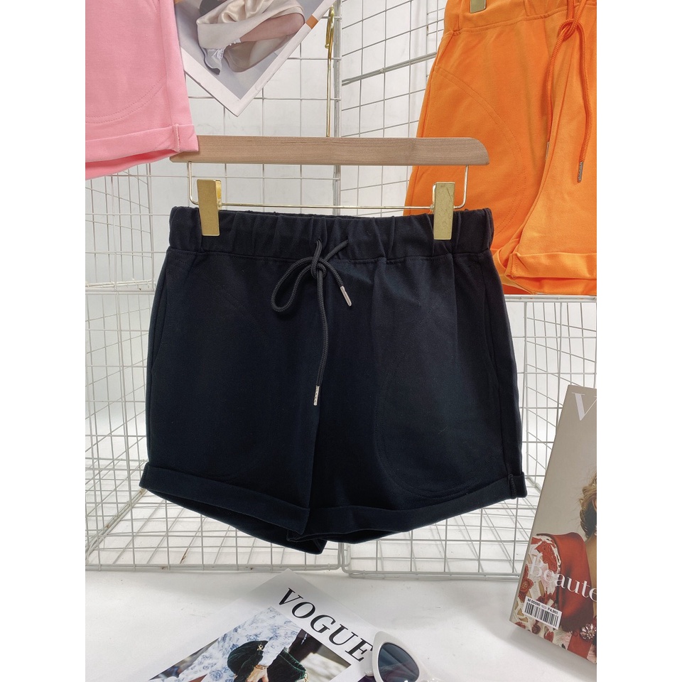 Quần shorts chất thun cotton dày dặn cực đẹp 4 màu đen xanh hồng cam