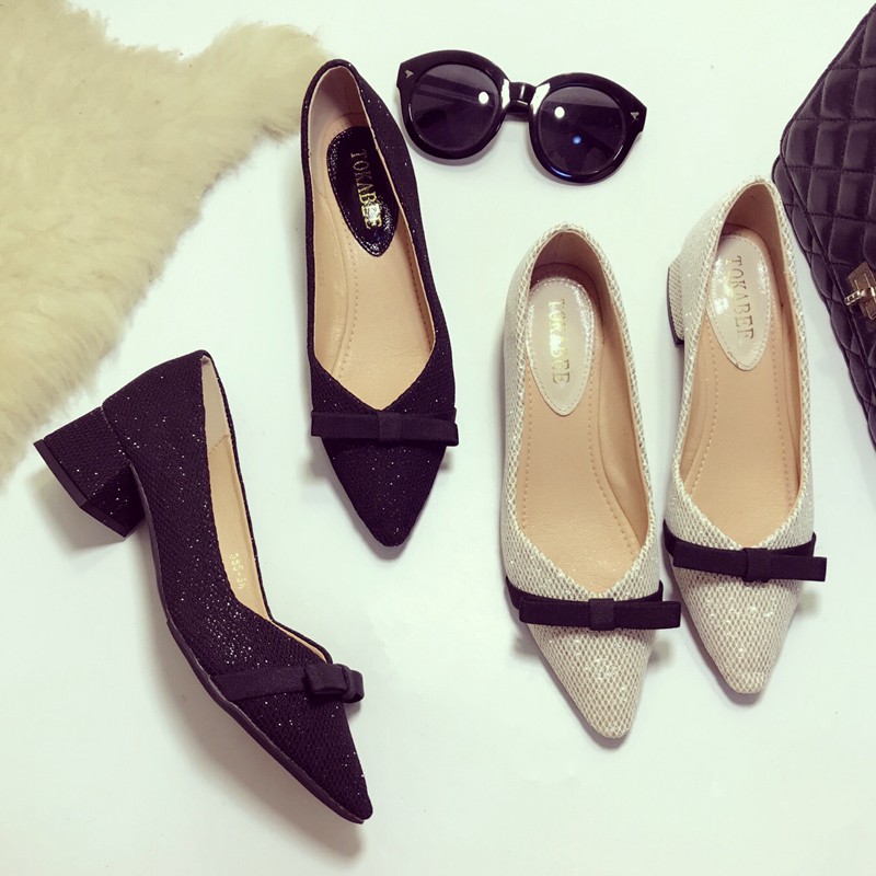 Giày Búp Bê Mũi Nhọn Đính Kim Sa Lấp Lánh Thời Trang Mùa Thu | BigBuy360 - bigbuy360.vn