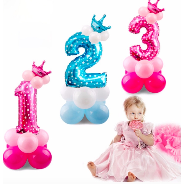 Bong bóng chữ số 81.28 cm trang trí tiệc sinh nhật cho bé